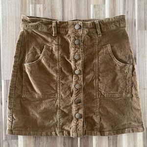 Altar'd State Tan Button-Front Mini Skirt
